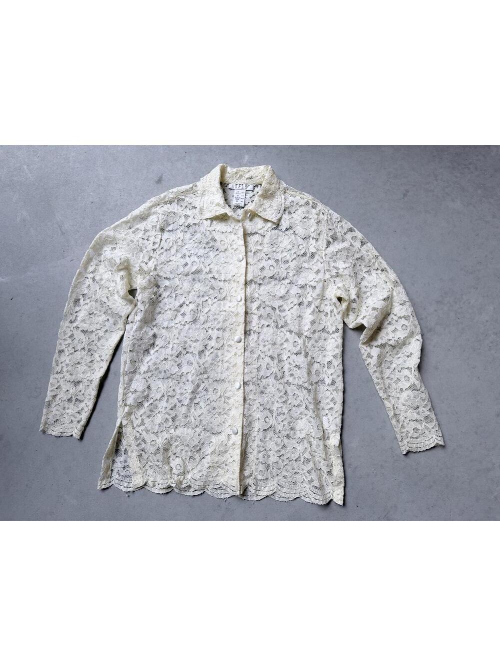 Women's Ivory Lace Button-Up Blouse